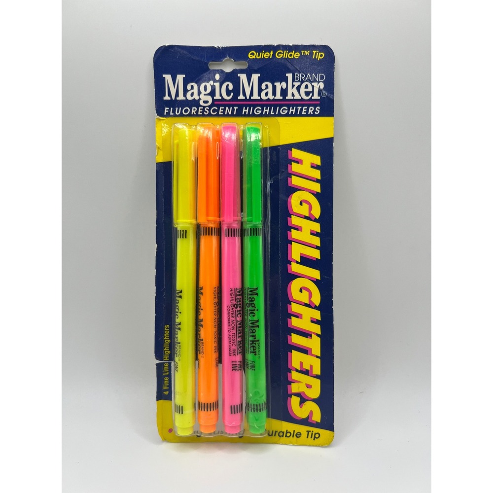 Vintage SEALED Binny + Smith Magic Marker Fluorescent Highlighters‎ 4 PK Prop